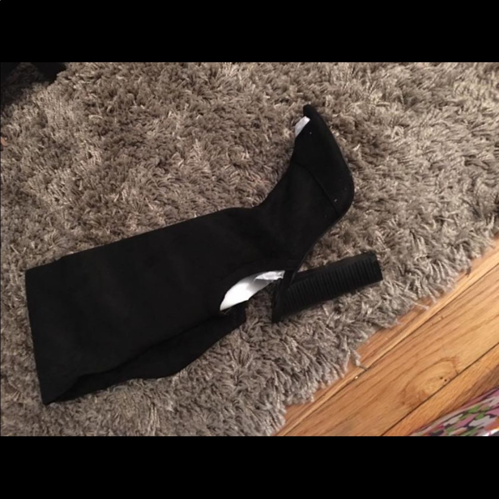 Black Peep Toe and peep heel, thigh high boots